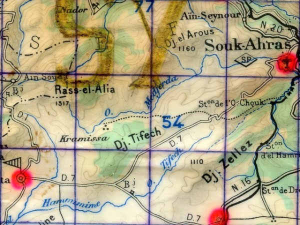 Extrait de la carte d' Etat Major pour l'opération GOUECHOUECH Extrait de la carte d' Etat Major pour l'opération GOUECHOUECH