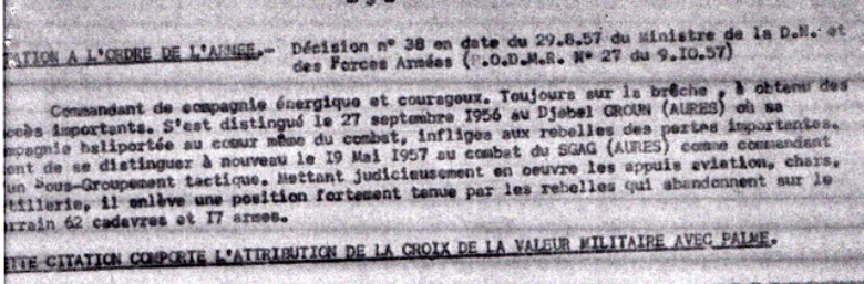 Croix de la Valeur Mitaire avec citation à l' ordre de l' armée (palme) Croix de la Valeur Mitaire avec citation à l' ordre de l' armée (palme)