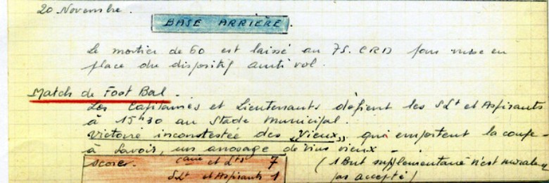 Lors des séjours en Base Arrière les cadres se livrent à des tournois de sport collectif .Le foot-bal semble y tenir une place de choix Lors des séjours en Base Arrière les cadres se livrent à des tournois de sport collectif .Le foot-bal semble y tenir une place de choix