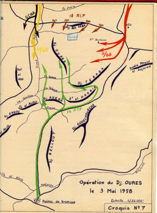 La dernière opération de la Bataille de SOUK AHRAS aura lieu le 3 Mai sur le Djebel OURES Elle mettra en oeuvre essentiellement les 14° et 18° RCP .Le 9° RCP en alerte à SOUK AHRAS n'y a pas participé La dernière opération de la Bataille de SOUK AHRAS aura lieu le 3 Mai sur le Djebel OURES Elle mettra en oeuvre essentiellement les 14° et 18° RCP .Le 9° RCP en alerte à SOUK AHRAS n'y a pas participé